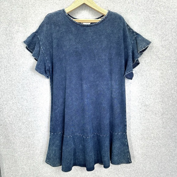 Anthropologie Saturday‎ Sunday Mini Dress Odette Dark Chambray Size Large - Picture 2 of 10